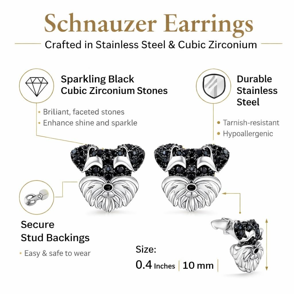 Dog Lovers' Earrings, Different Dog Breed Stud Earrings with Crystals, Rose Gold and Silver Tone - Party, Birthday, or Christmas Gift