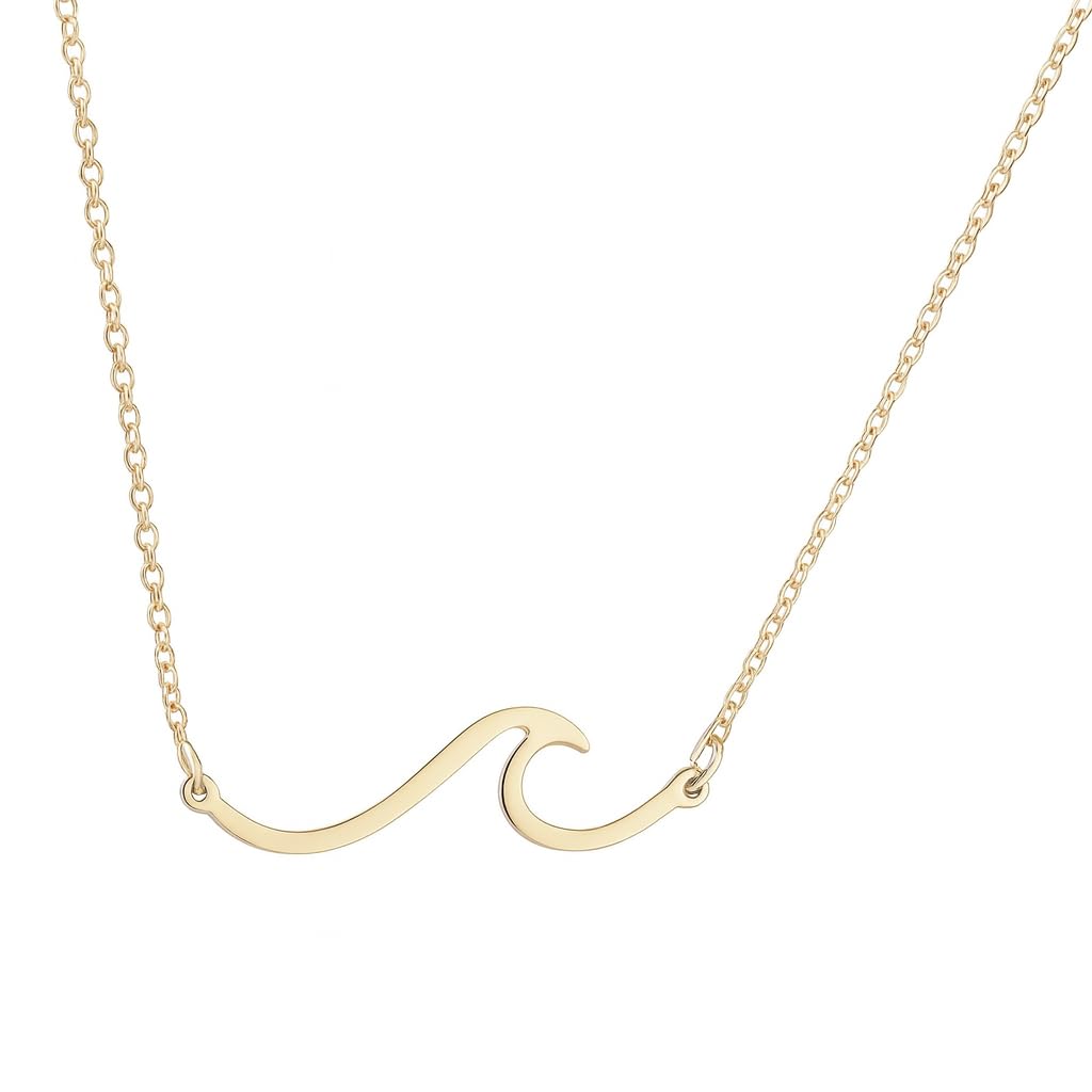 SUPAC Gold Wave Design Stainless Steel Necklace, 45cm Chain Length, 1.18 inch Pendant
