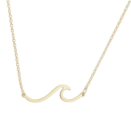 SUPAC Gold Wave Design Stainless Steel Necklace, 45cm Chain Length, 1.18 inch Pendant