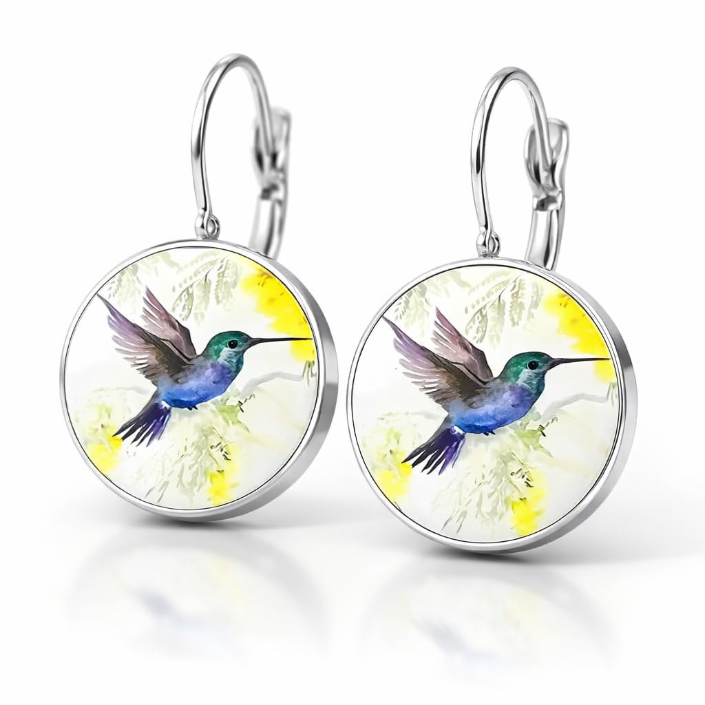 SUPAC Stunning Hummingbird Pendant Necklace - Two Humming Birds Searching for Flower - Fashionable Alloy Jewelry with Delicate Details - Birthday, Party, Gift Idea for Her