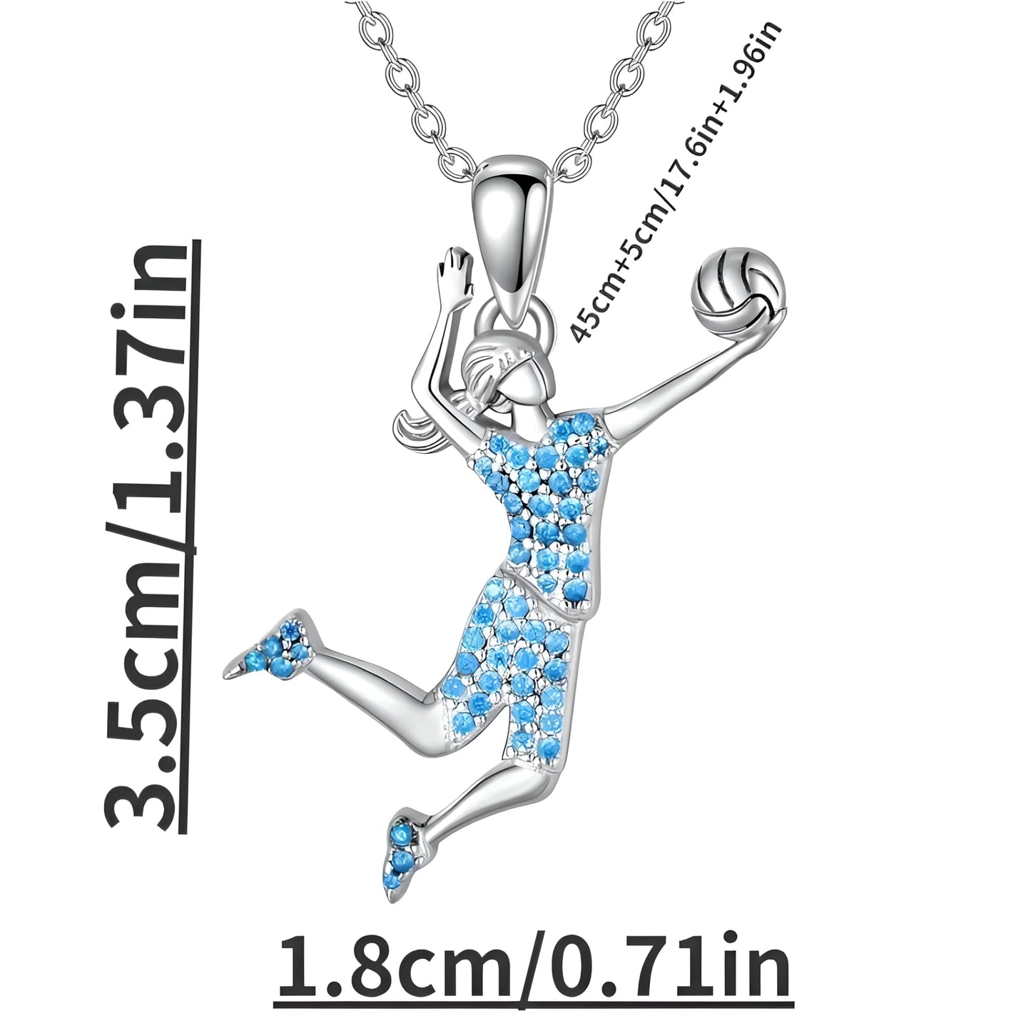 Sports Heart Necklace, 9 Different Sport Options: Basketball, Jumping Cheerleader, Gymnast, Softball, Volleyball, Ballet Ballerina, Runner, Sports Accessories Birthday Gift- Simulated Rainbow Diamonds, Christmas, Birthday or Party Gift