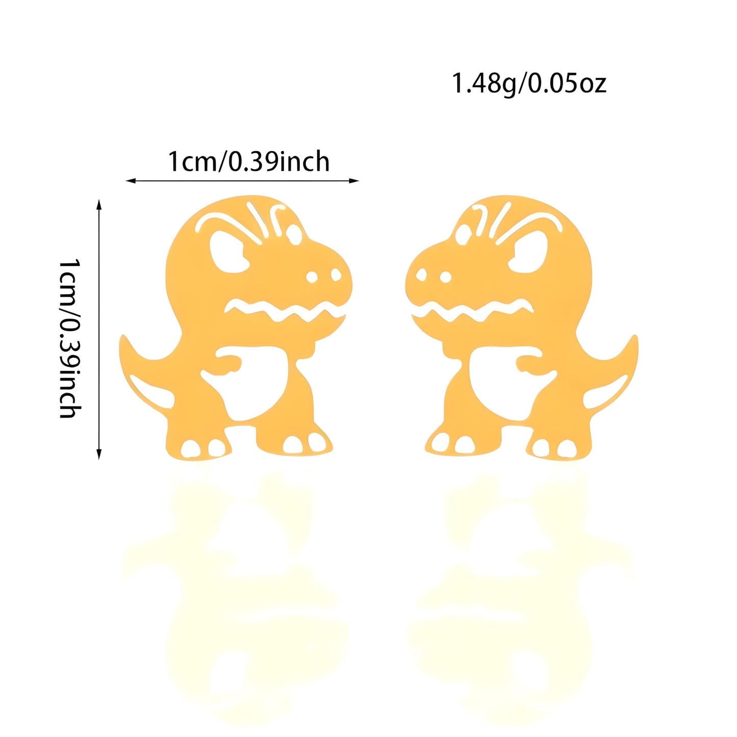 Cute Dinosaur T-Rex Stud Earrings, 3 Colors Set, Gold Silver Black