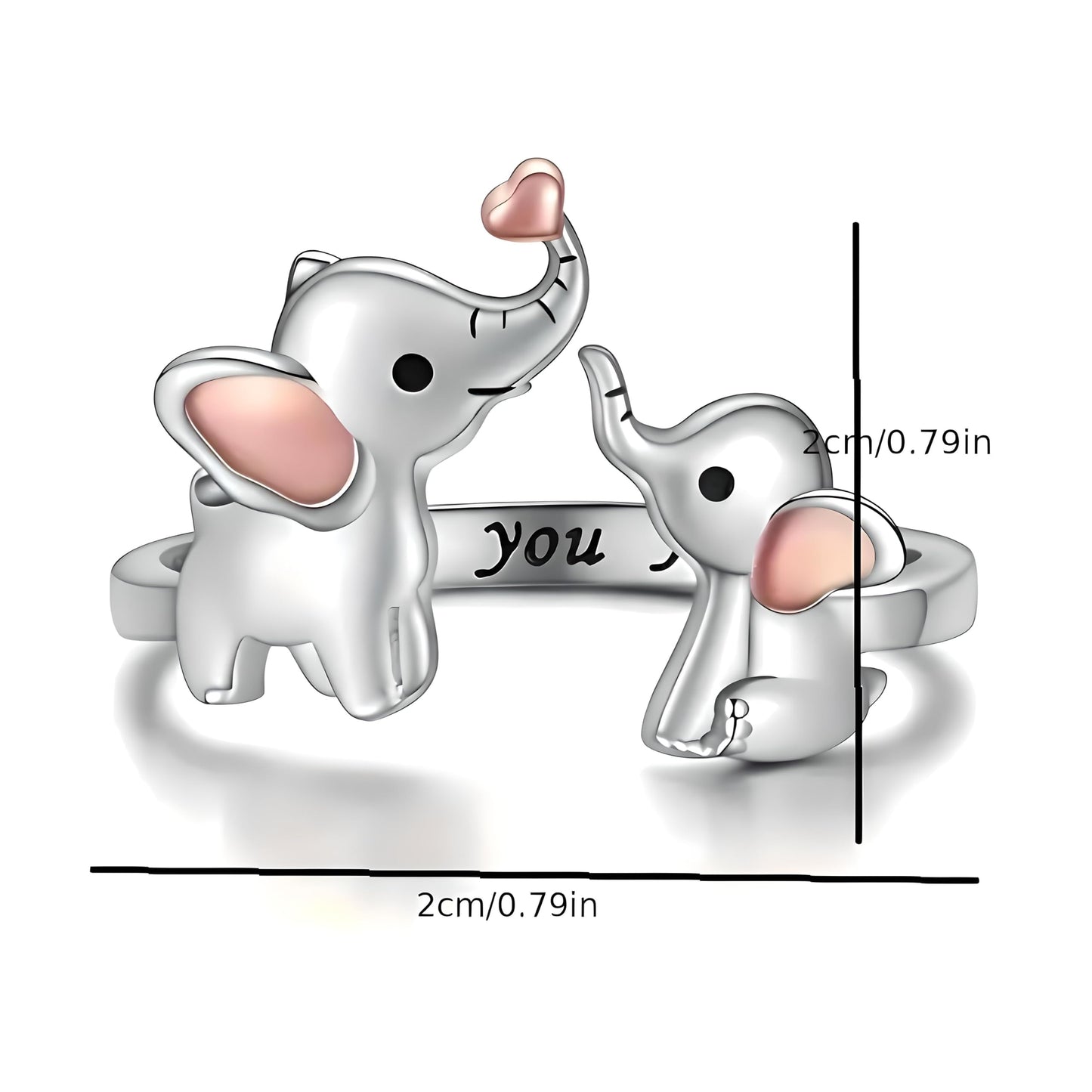 Silver Elephant Mom Daughter Adjustable Animal Ring Love Heart Animal Rings Jewelry Mother's Day Gifts for Women Wife Nana 9+ Variaitons