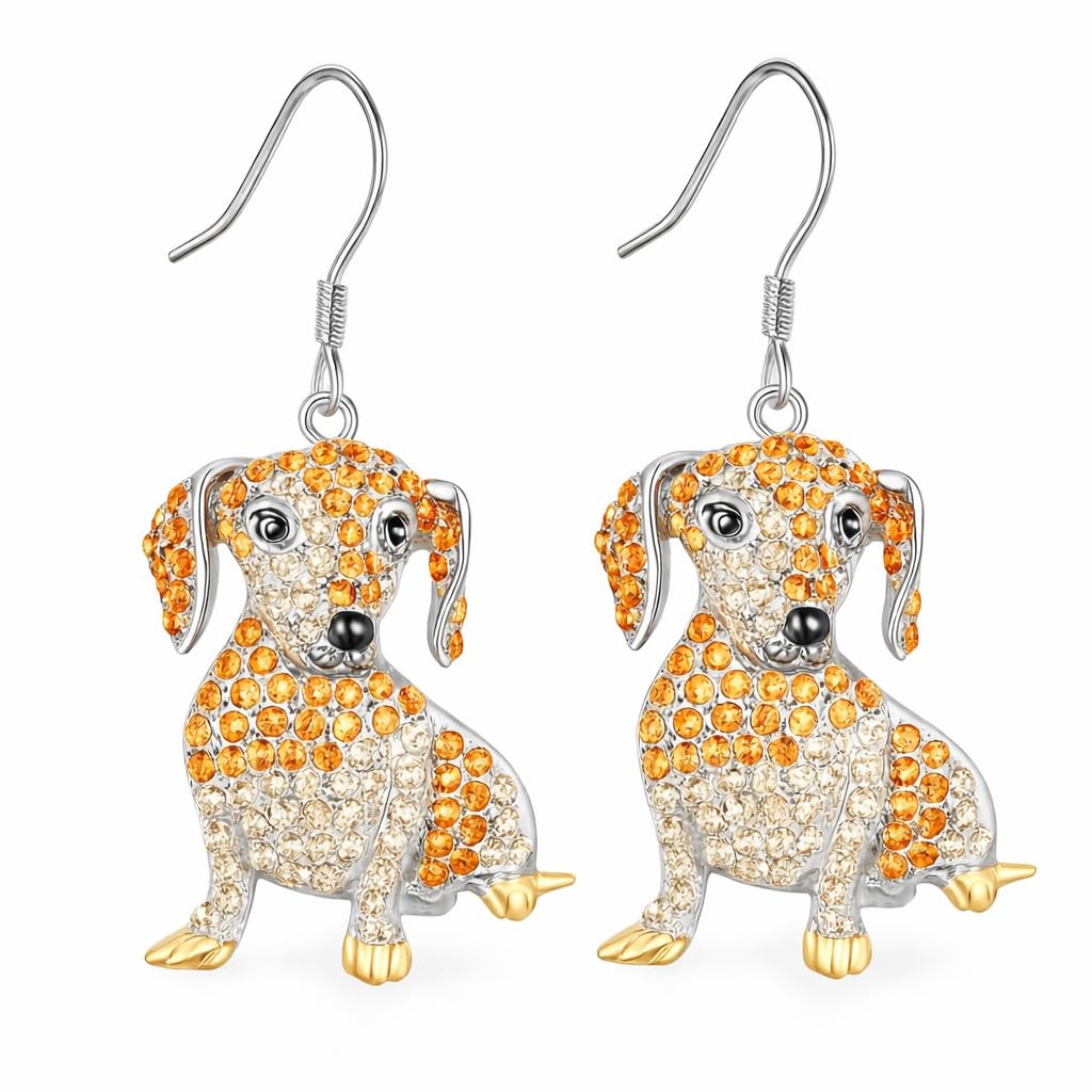 Dog Lovers' Earrings, Different Dog Breed Stud Earrings with Crystals, Rose Gold and Silver Tone - Party, Birthday, or Christmas Gift