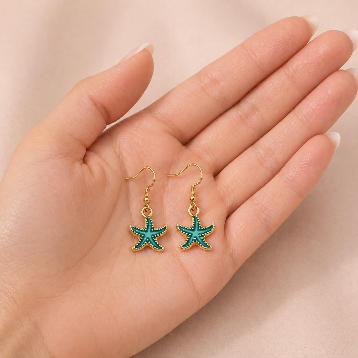 1 Pair of Starfish Drop Earrings - Adorable Beach-Inspired Design, Versatile Style to Match Various Daily Outfits, Fashionable Party Accessories
