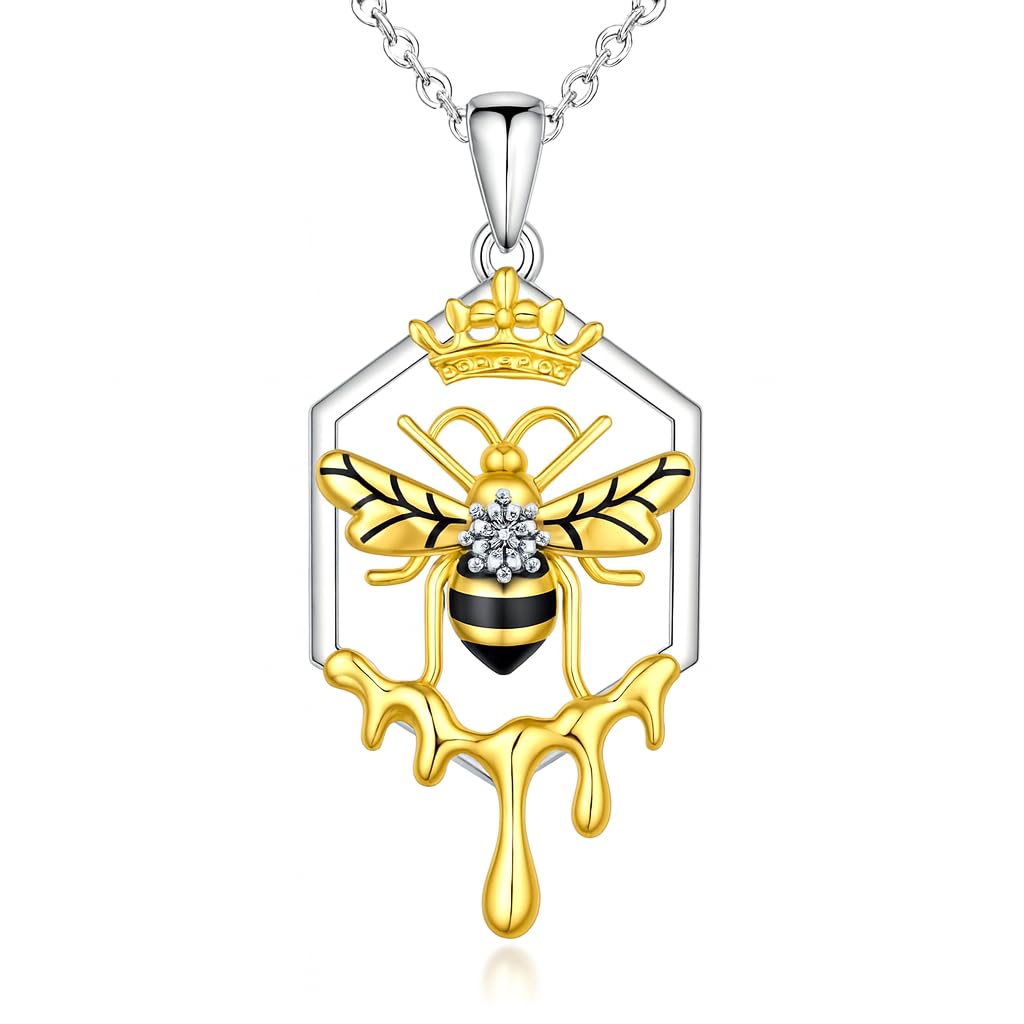 SUPAC You Are My Sunshine Sunflower and Bumble Bee Heart Pendant Necklace for Women, Dainty Jewelry, Birthday or Christmas Gift