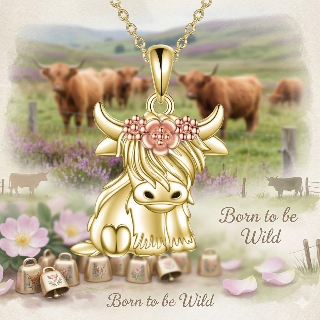 SUPAC Unique & Fashionable Cartoon Cow Necklace with Flower Pendant in White K