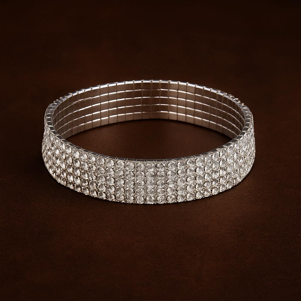 Gold Tennis Bracelet, Stretch Hand Jewelry for Women Men, Luxury Shiny (Simulated Diamond) - Christmas or Birthday Gift