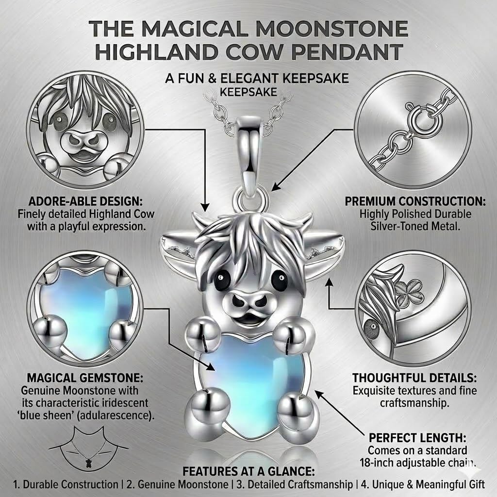 SUPAC Unique & Fashionable Cartoon Cow Necklace with Flower Pendant in White K