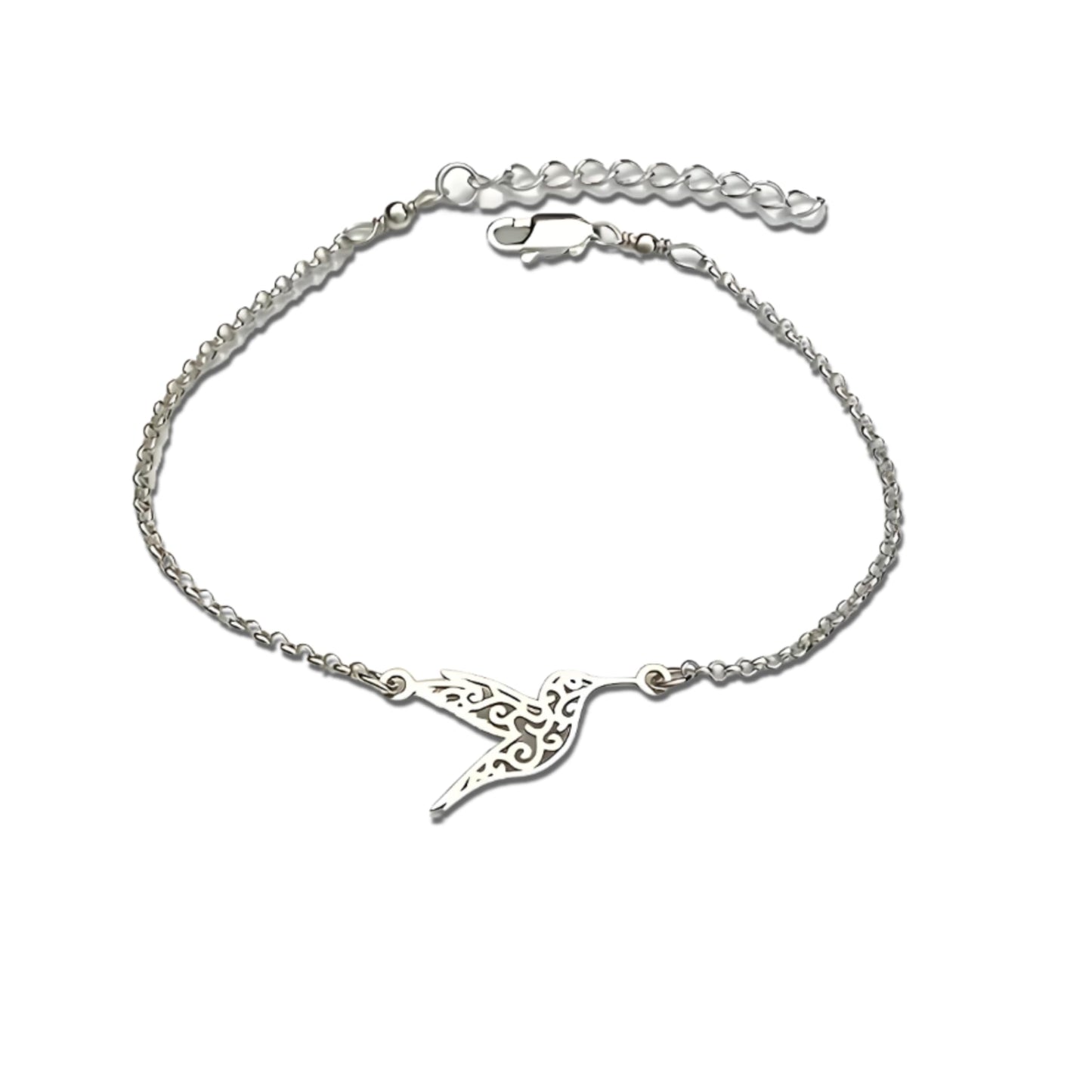 Dainty Hummingbird Chain Bracelet, Gold-Tone, 6.5-8.1 Inches Adjustable Length