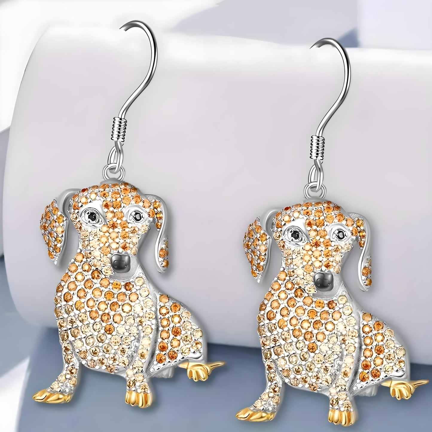 Dog Lovers' Earrings, Different Dog Breed Stud Earrings with Crystals, Rose Gold and Silver Tone - Party, Birthday, or Christmas Gift