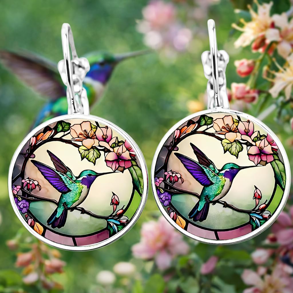 SUPAC Stunning Hummingbird Pendant Necklace - Two Humming Birds Searching for Flower - Fashionable Alloy Jewelry with Delicate Details - Birthday, Party, Gift Idea for Her