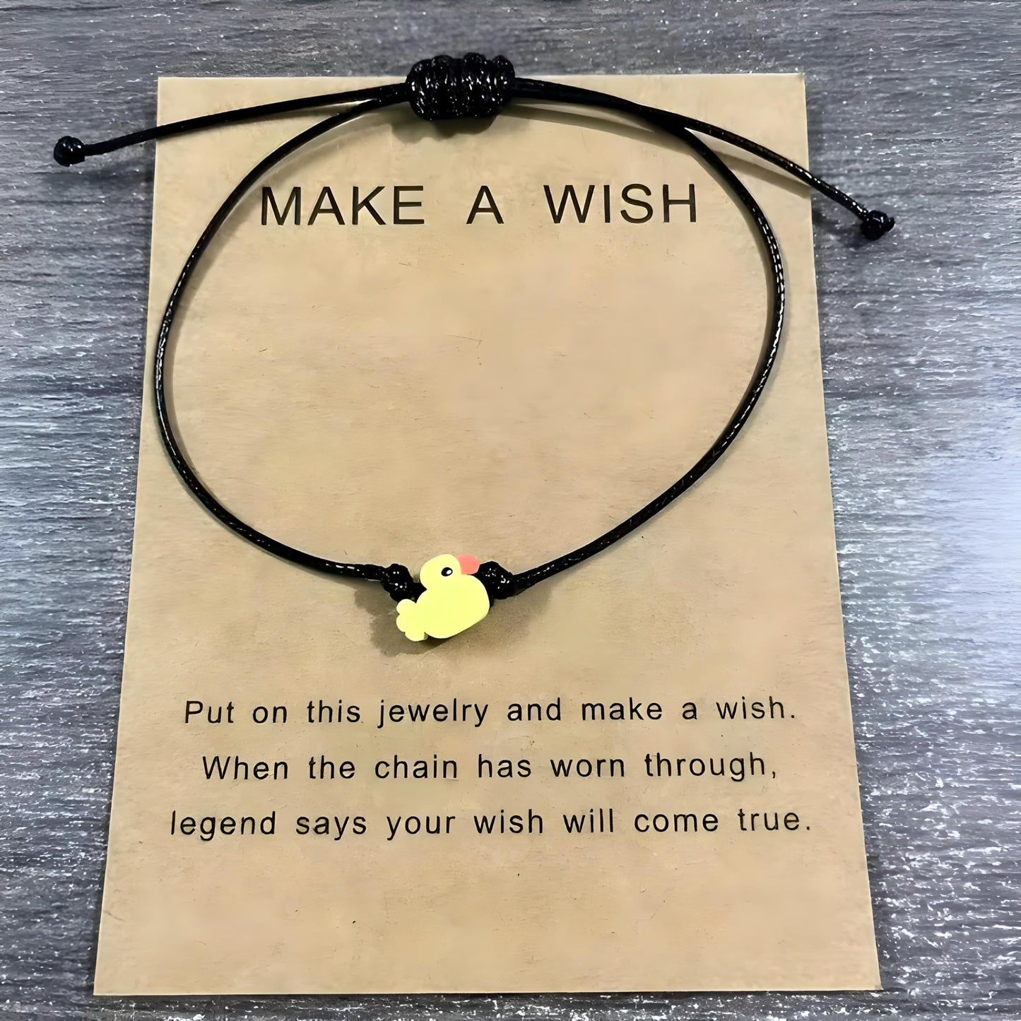 SUPAC Animal and Sport Friendship Bracelet, Always Bee You Wish Bracelet, Black Adjustable String, Decorative Animal Charms, 6.2-11.8 inches (Yellow Duck)