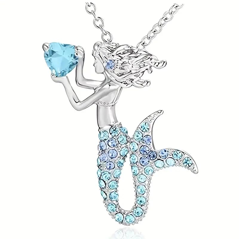 SUPAC Charming 1pc Mermaid Cartoon Necklace for Women – Whimsical Under-the-Sea Design, Christmas, Birthday, or Party Gift for Mermaid Lovers! (Blue, Pink, and Purple Colors!)