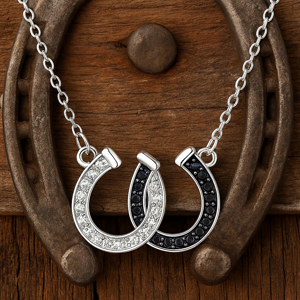 Country Heart Necklace, Infinity Heart Pendant Necklace, Horse Shoe, with 'I Love You Forever' Engraving, Country Women's Jewelry