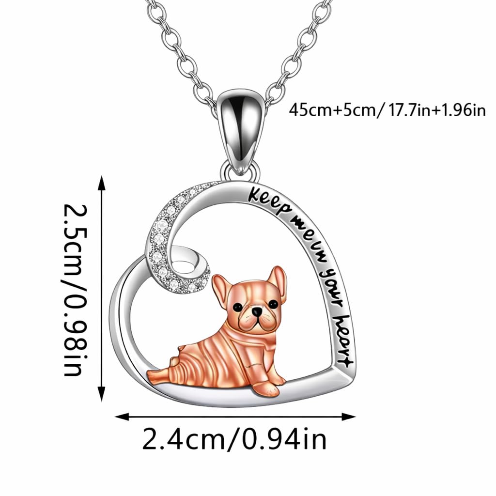 SUPAC Dog Breeds Necklace, German Shepherd, Labrador Retriever, Heart Pendant Necklace, Black and Gold, Crystal Paw Print Design, Dog Lovers Gift