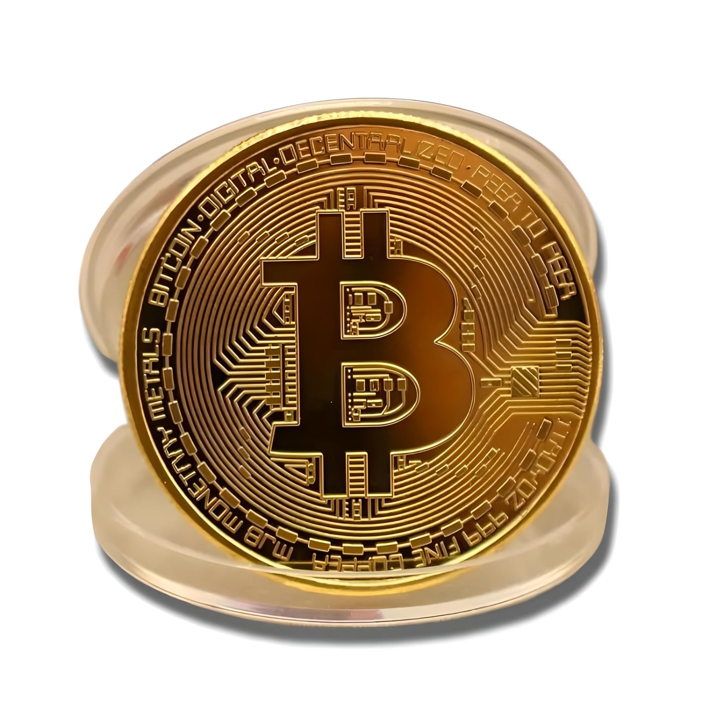 Silver-Plated Bitcoin Collectible Coin - Round Commemorative Bitcoin Replica for Collectors