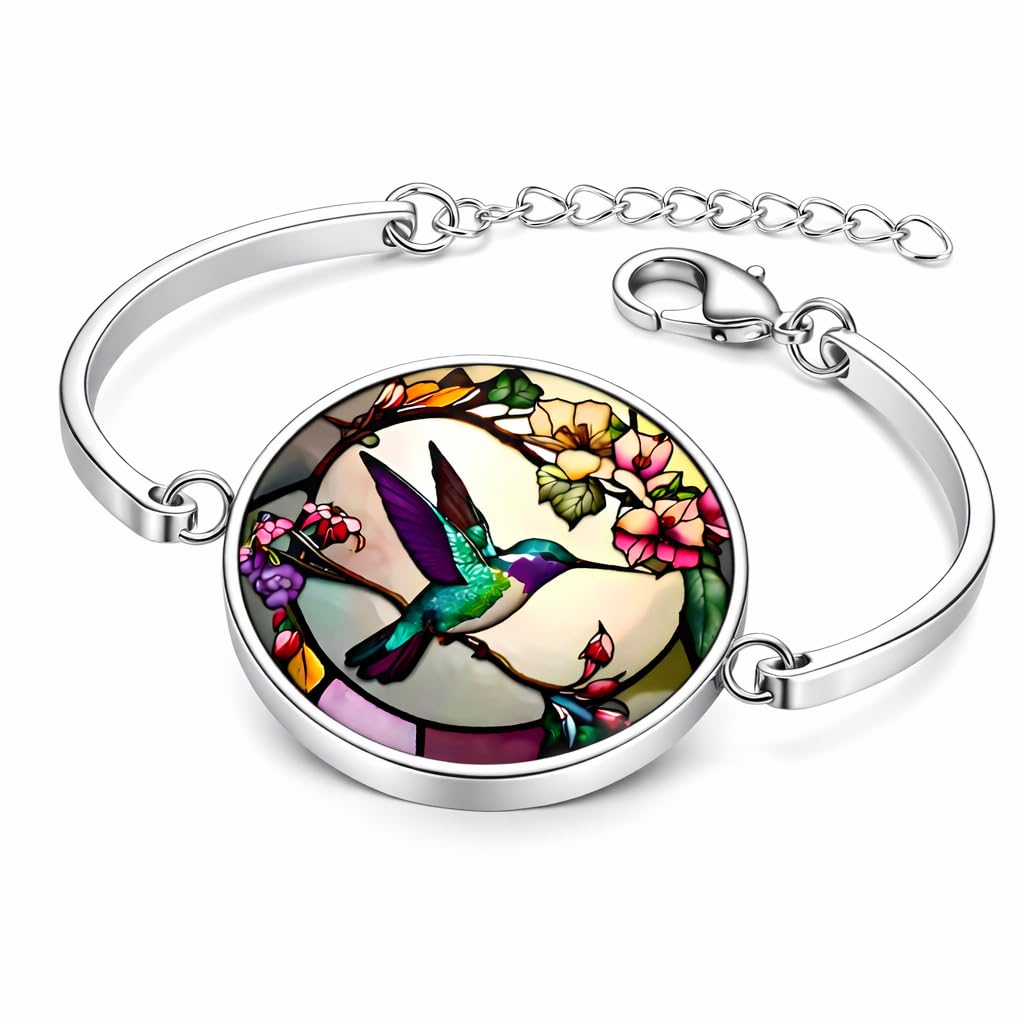 SUPAC Stunning Hummingbird Pendant Necklace - Two Humming Birds Searching for Flower - Fashionable Alloy Jewelry with Delicate Details - Birthday, Party, Gift Idea for Her