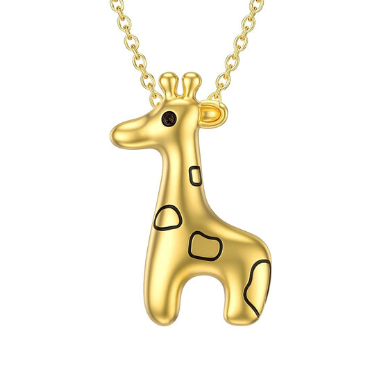 SUPAC Sterling Silver Tree of Life Giraffe Pendant Necklace, Pendant Necklace, Blue Crystal Background, Gift for Animal Lovers! (Golden Giraffe)