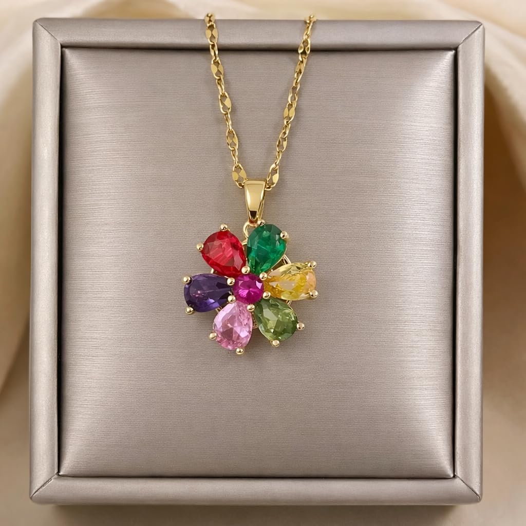 SUPAC Exquisite 360° Rotatable White Blossom Pendant Necklace - Fashion Decompression Jewelry with Adjustable Chain - Birthday Gift for Women, Lovers, Friends, and Family