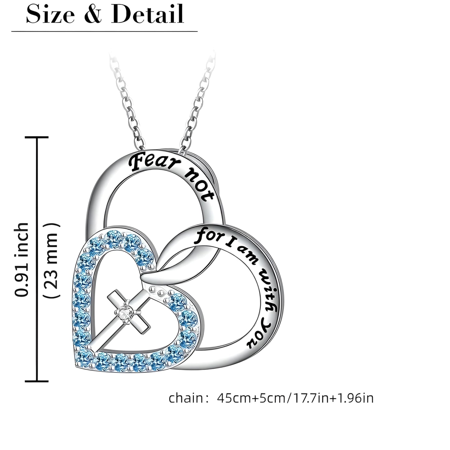 SUPAC Exquisite Cross Heart Pendant Necklace, Glorifying the King of Kings! Fear not for I am with you