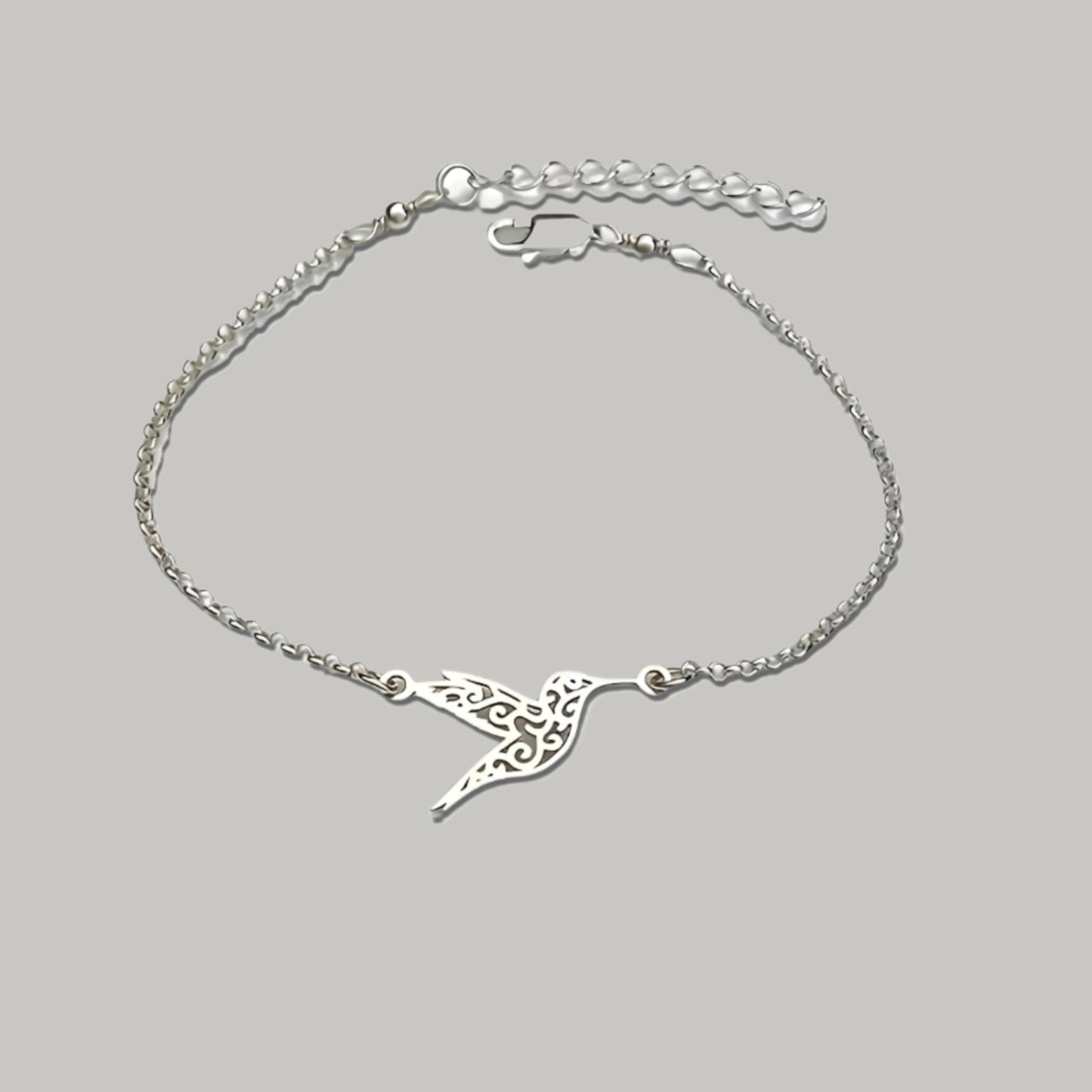 Dainty Hummingbird Chain Bracelet, Gold-Tone, 6.5-8.1 Inches Adjustable Length