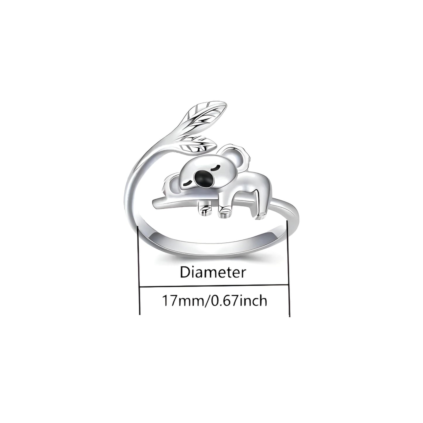 Silver Mom Daughter Adjustable Animal Ring Love Heart Animal Rings Jewelry Mother's Day Gifts for Women Wife Nana 6+ Variaitons (Koala)