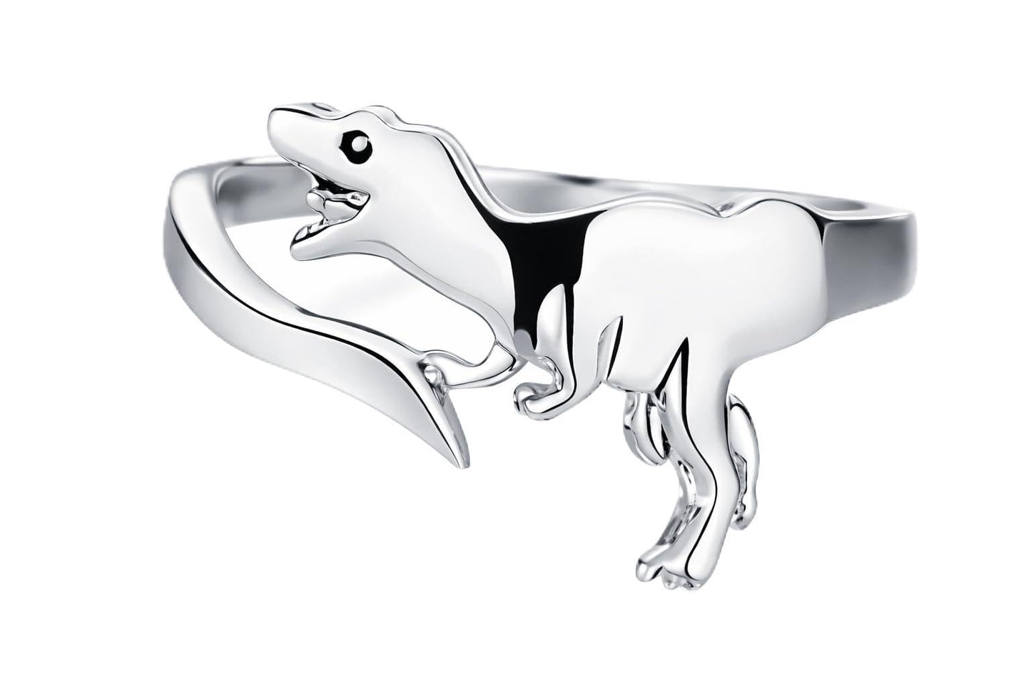 SUPAC Dinosaur T-Rex Adjustable Ring, Stainless Steel Cute Cartoon Design - Gift for Dinosaur Lovers