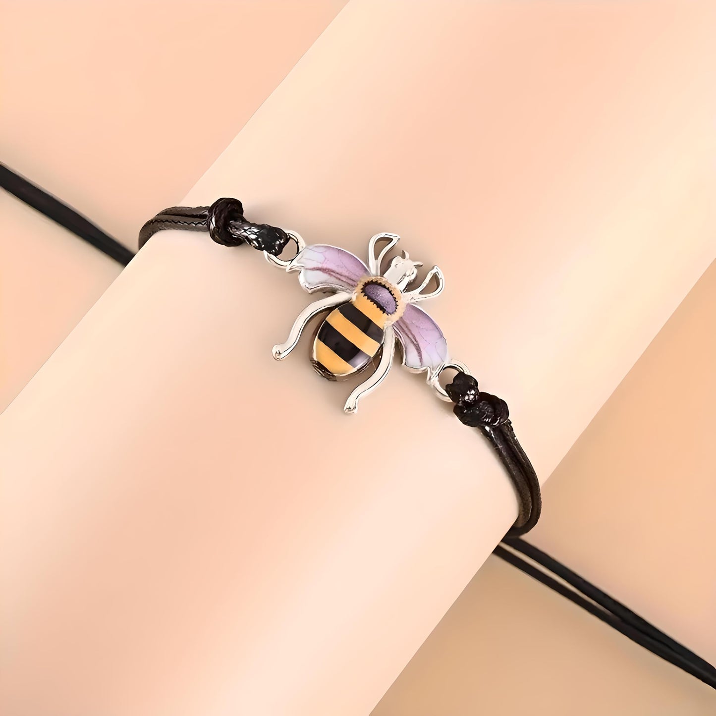 SUPAC Animal and Sport Friendship Bracelet, Always Bee You Wish Bracelet, Black Adjustable String, Decorative Animal Charms, 6.2-11.8 inches (Bee)