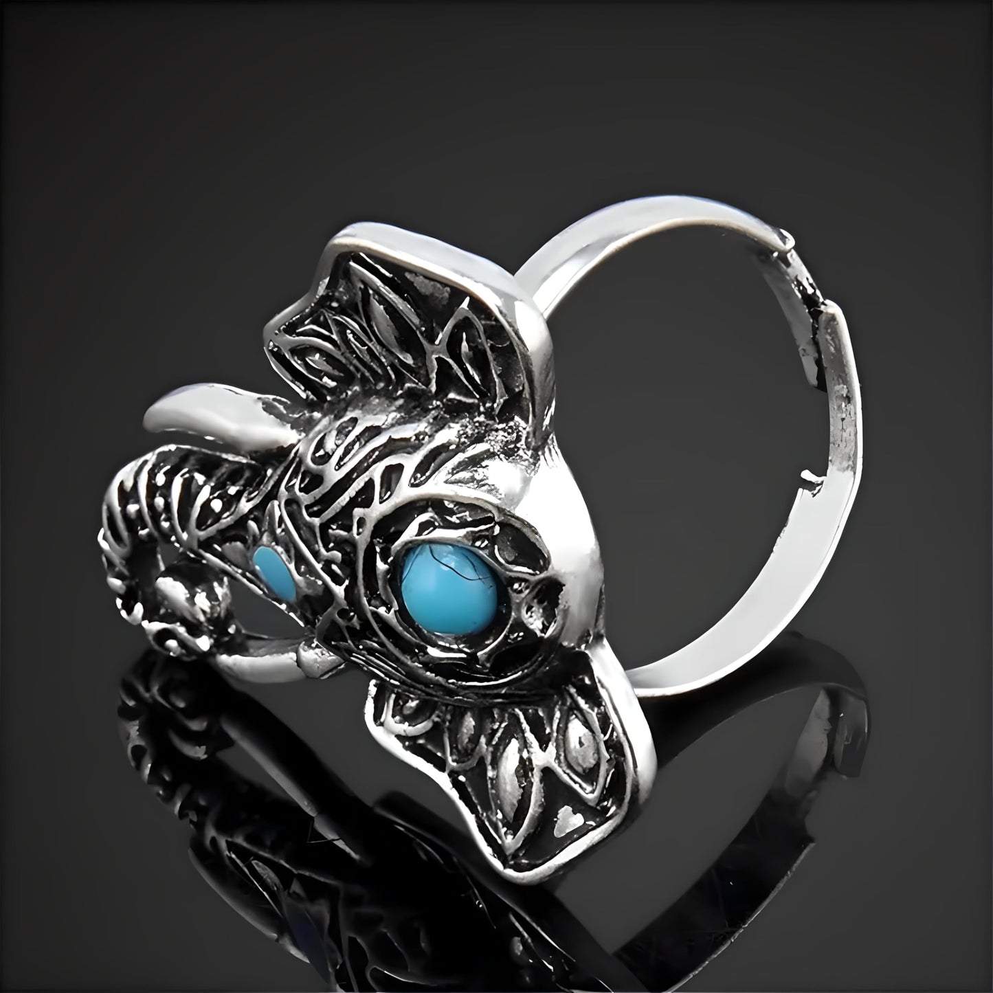 SUPAC Adjustable Vintage Elephant Ring with Turquoise Inlay – Unisex Boho Style Alloy Jewelry for Everyday & Party