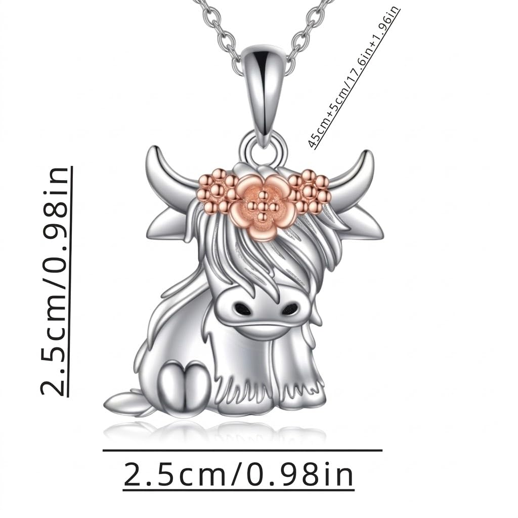 SUPAC Unique & Fashionable Cartoon Cow Necklace with Flower Pendant in White K