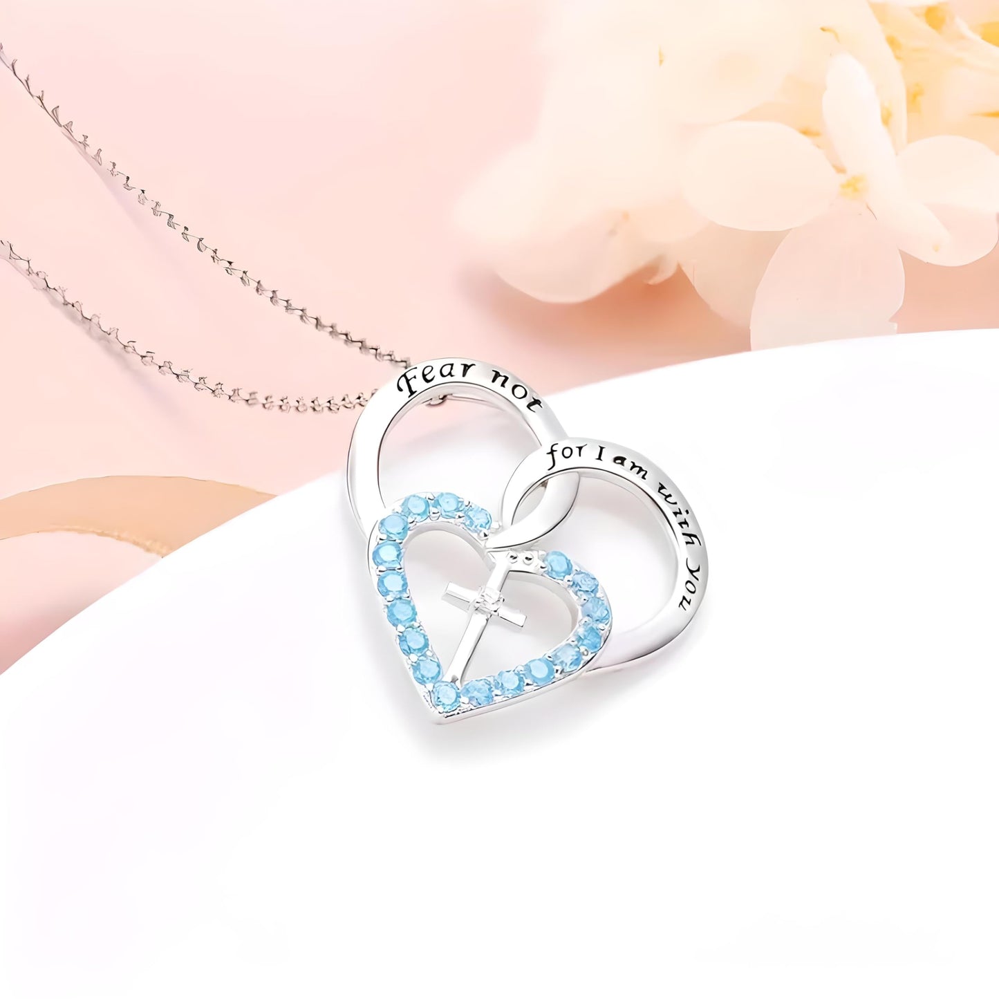 SUPAC Exquisite Cross Heart Pendant Necklace, Glorifying the King of Kings! Fear not for I am with you