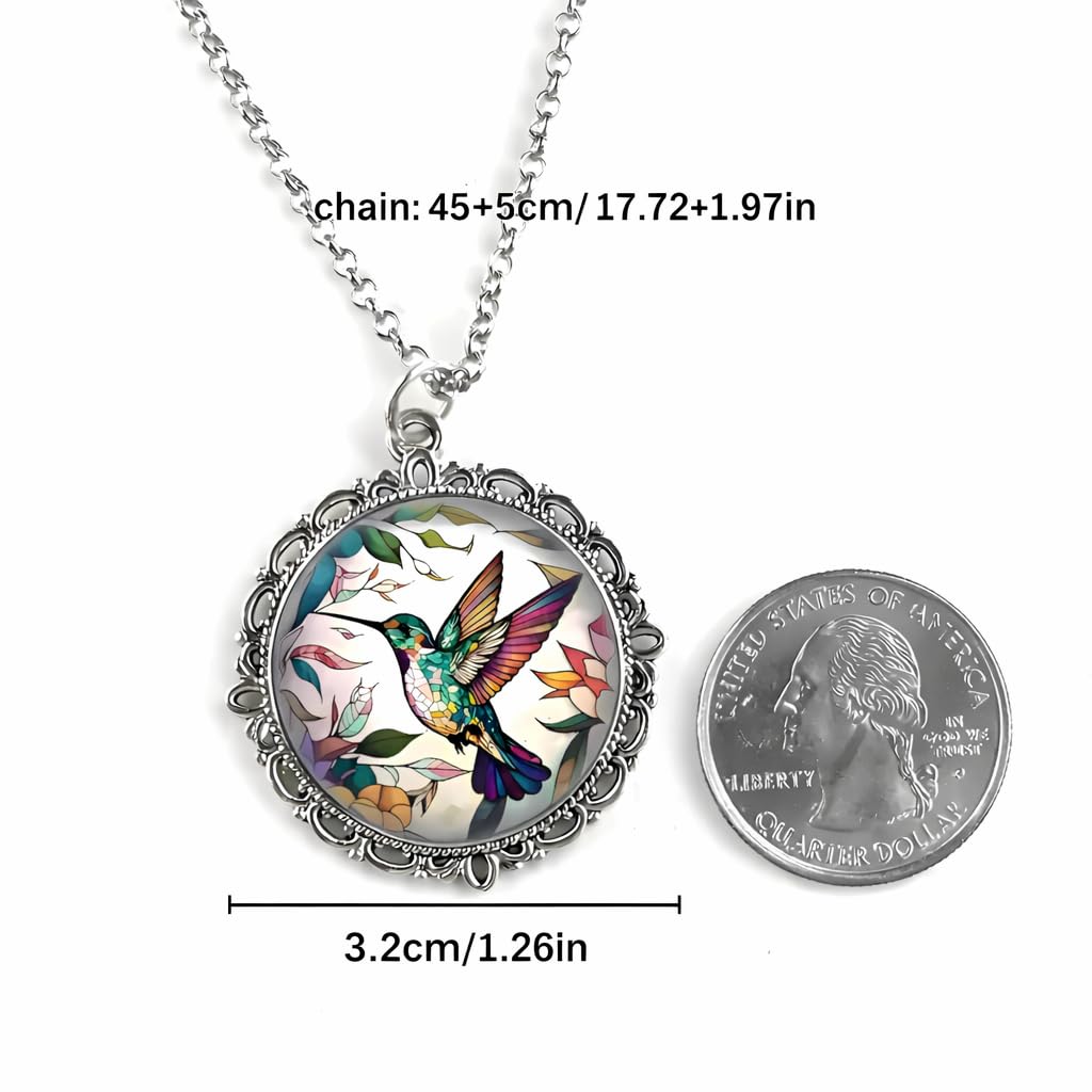 SUPAC Stunning Hummingbird Pendant Necklace - Two Humming Birds Searching for Flower - Fashionable Alloy Jewelry with Delicate Details - Birthday, Party, Gift Idea for Her