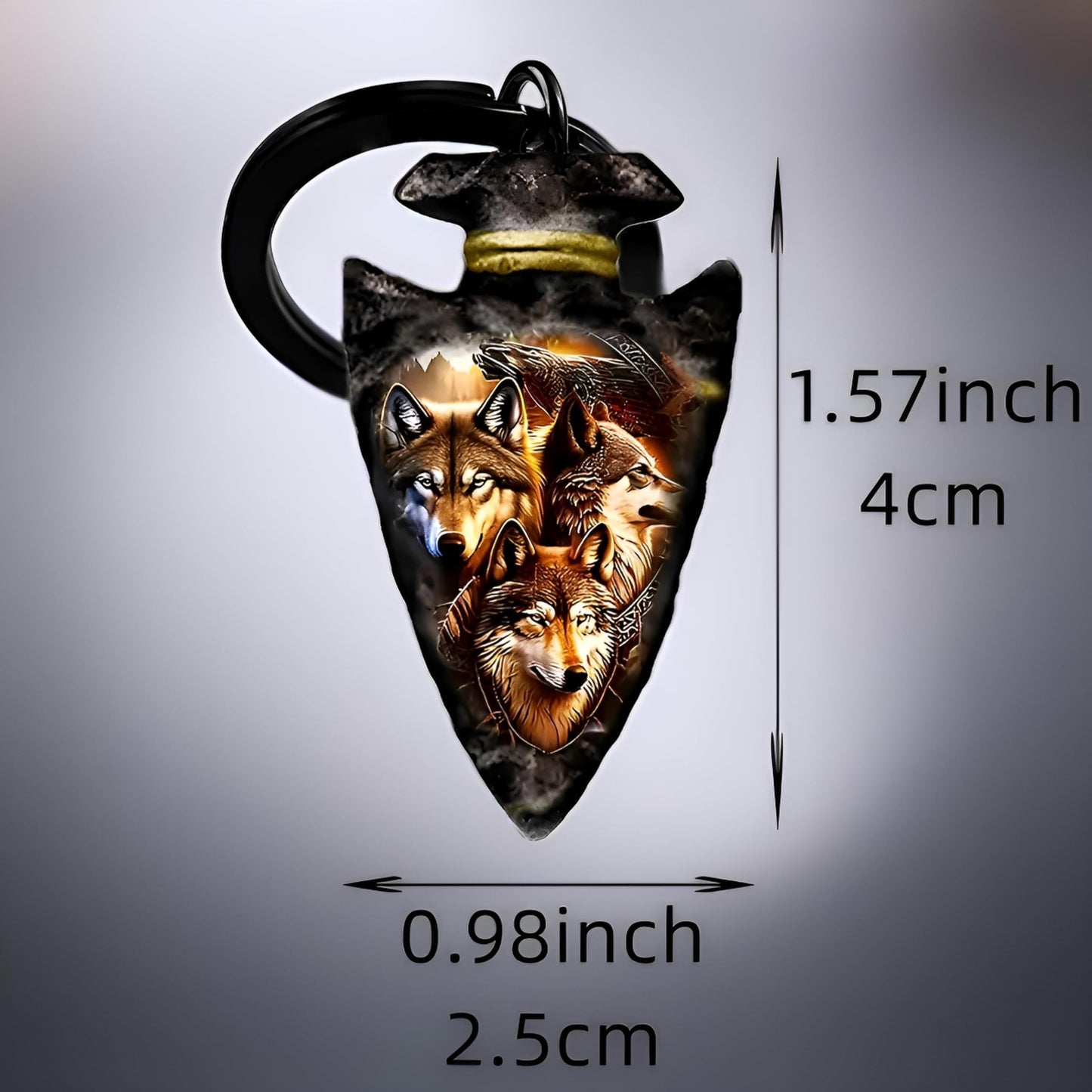 SUPAC Eagle, Horese, Wolf Design Arrowhead Keychain, Black Metal, 1.57 x 0.98 inches - Eagle Keychain Gift