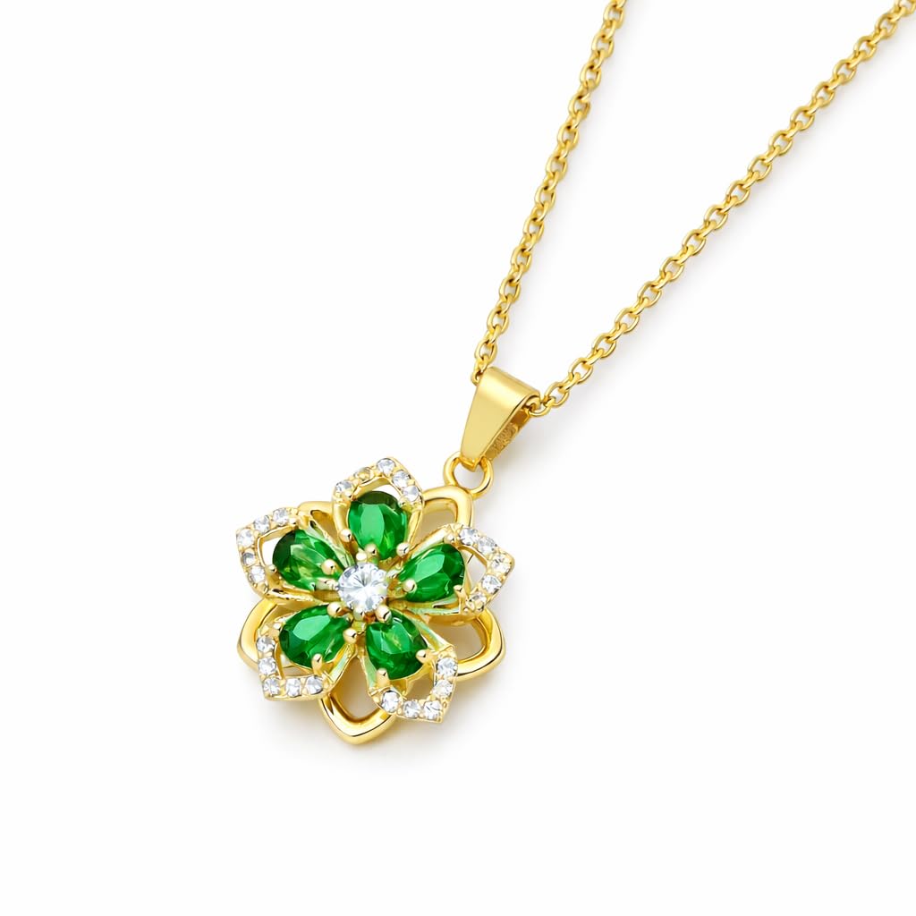 SUPAC Exquisite 360° Rotatable White Blossom Pendant Necklace - Fashion Decompression Jewelry with Adjustable Chain - Birthday Gift for Women, Lovers, Friends, and Family