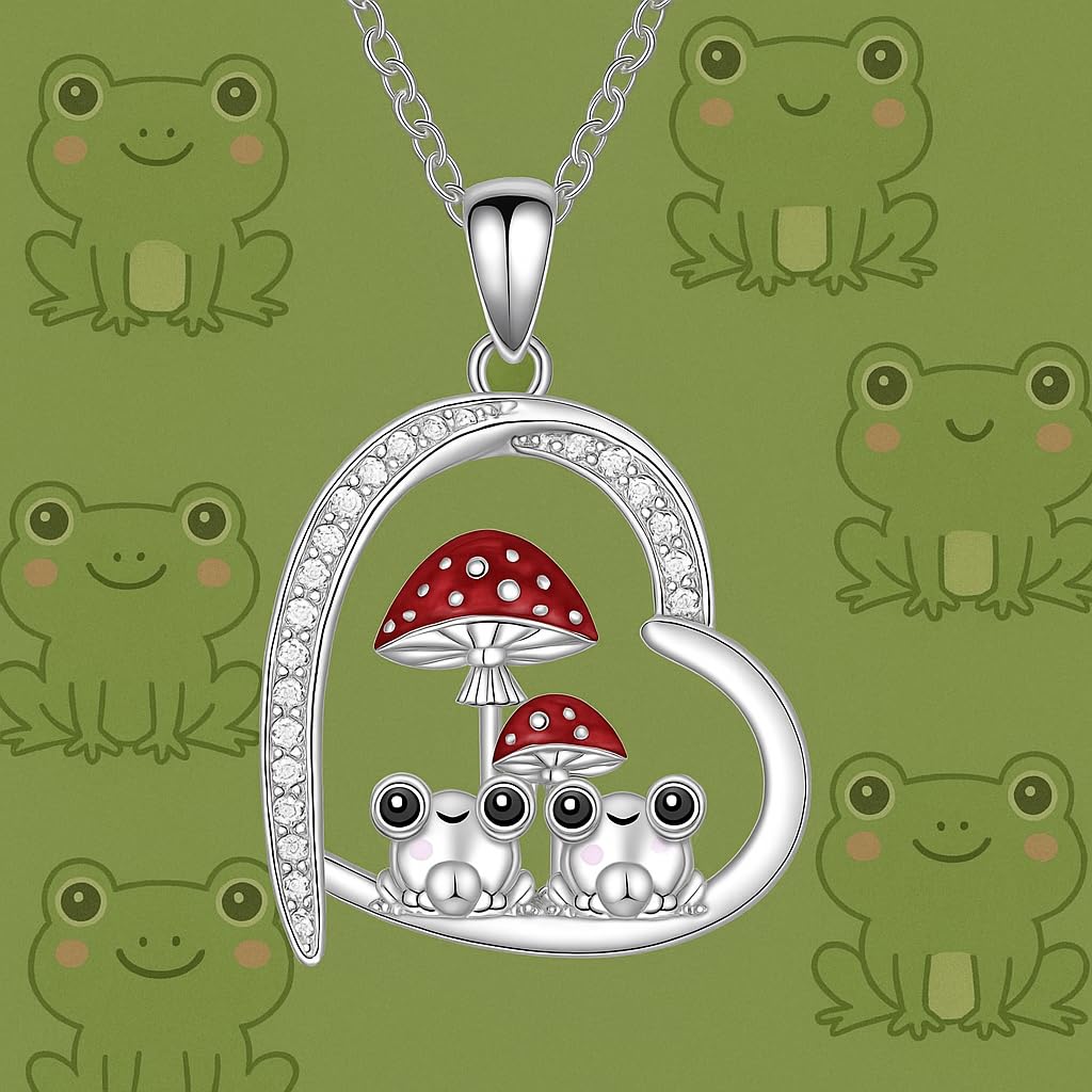 SUPAC Almost a Wonderland Mushroom and Toads Pendant Necklace, Gift for Birthday, Christmas - 3 Mushroom Variations
