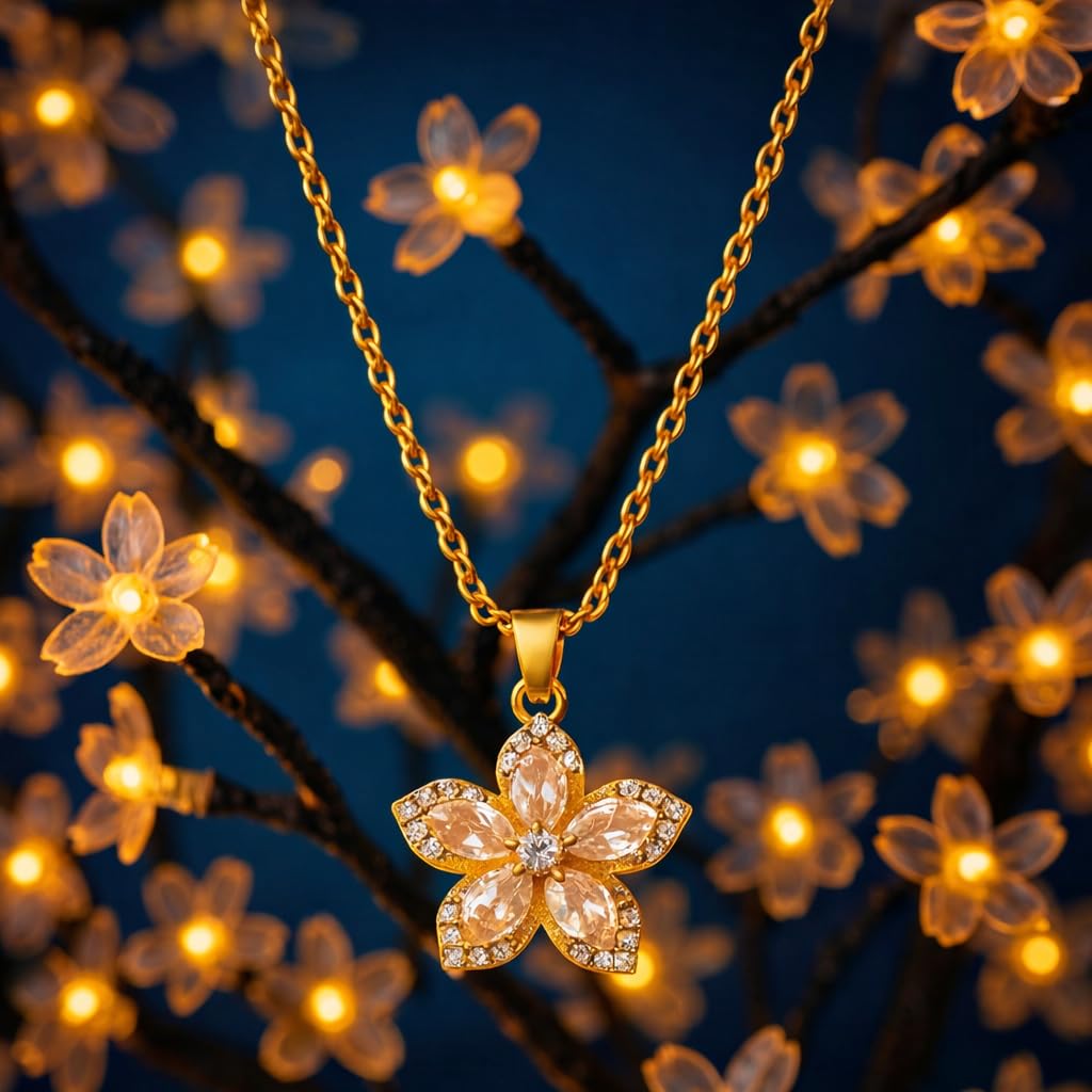 SUPAC Exquisite 360° Rotatable White Blossom Pendant Necklace - Fashion Decompression Jewelry with Adjustable Chain - Birthday Gift for Women, Lovers, Friends, and Family