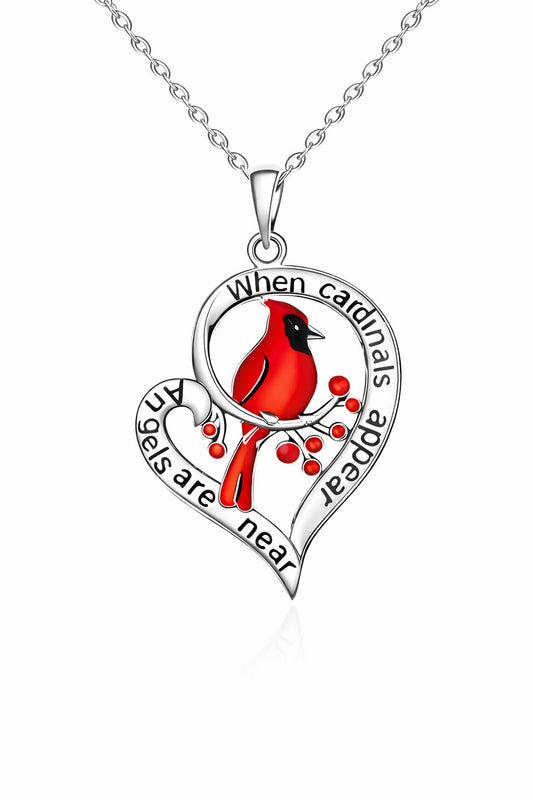 SUPAC Red Cardinal Necklace, Silver-Plated 'I Am Always with You' Inspirational Message, Adjustable - Christmas, Party, or Birthday Gift
