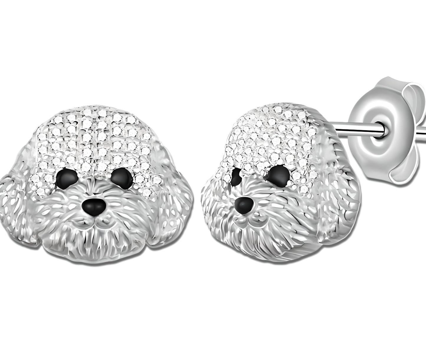 Dog Lovers' Earrings, Different Dog Breed Stud Earrings with Crystals, Rose Gold and Silver Tone - Party, Birthday, or Christmas Gift