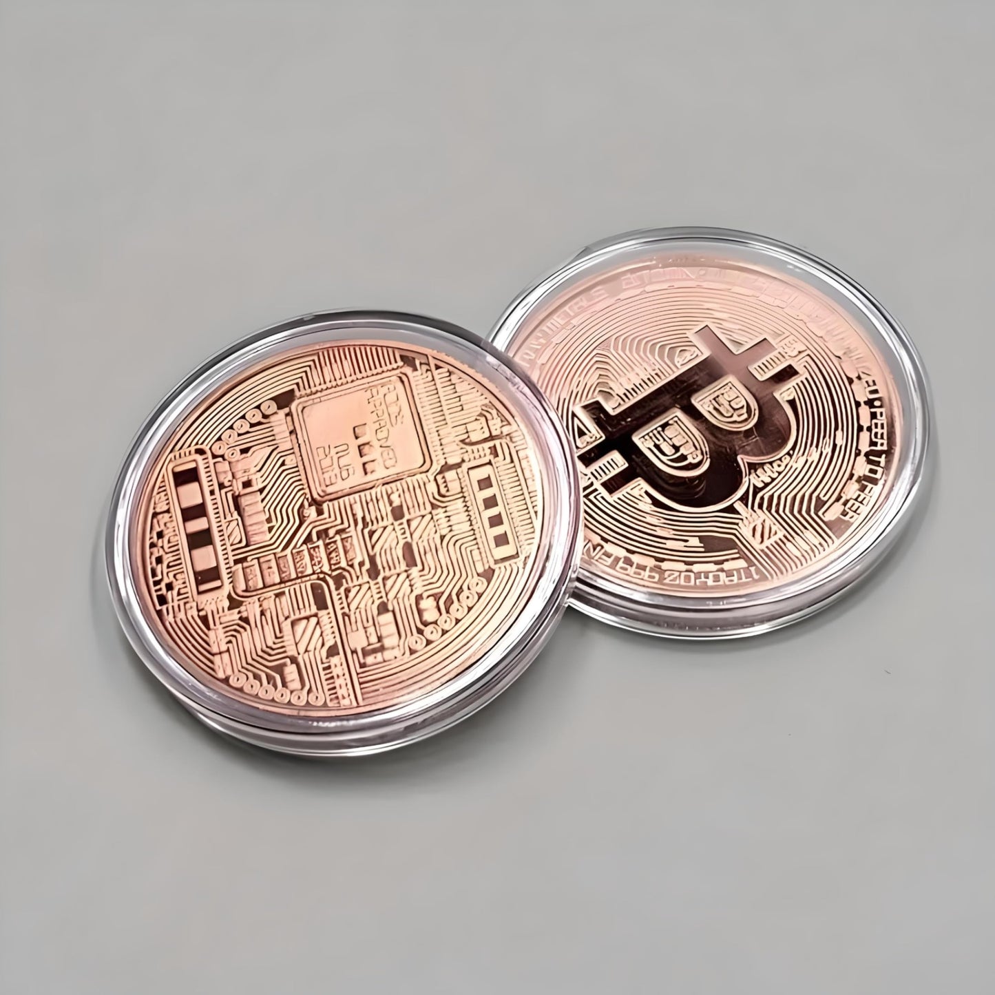 Silver-Plated Bitcoin Collectible Coin - Round Commemorative Bitcoin Replica for Collectors