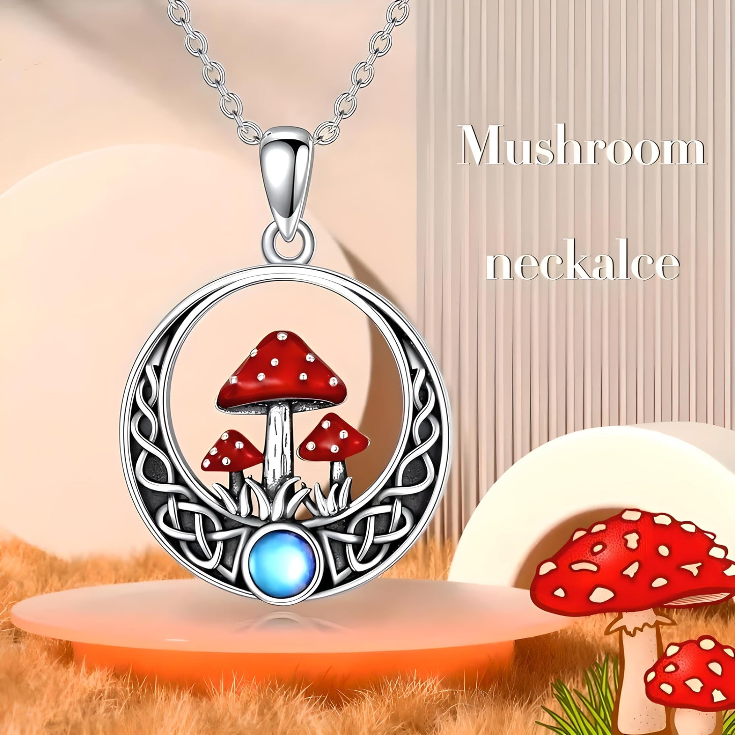 SUPAC Almost a Wonderland Mushroom and Toads Pendant Necklace, Gift for Birthday, Christmas - 3 Mushroom Variations