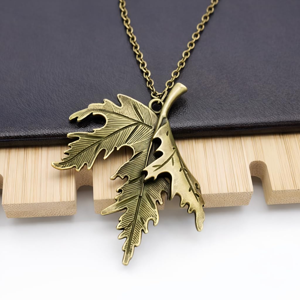 SUPAC Vintage Bronze Maple Leaf Pendant Necklace for Men and Women - Christmas or Birthday Gift