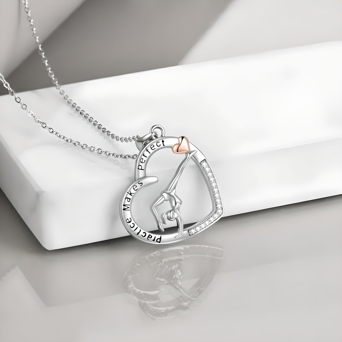 Sports Heart Necklace, 9 Different Sport Options: Basketball, Jumping Cheerleader, Gymnast, Softball, Volleyball, Ballet Ballerina, Runner, Sports Accessories Birthday Gift- Simulated Rainbow Diamonds, Christmas, Birthday or Party Gift