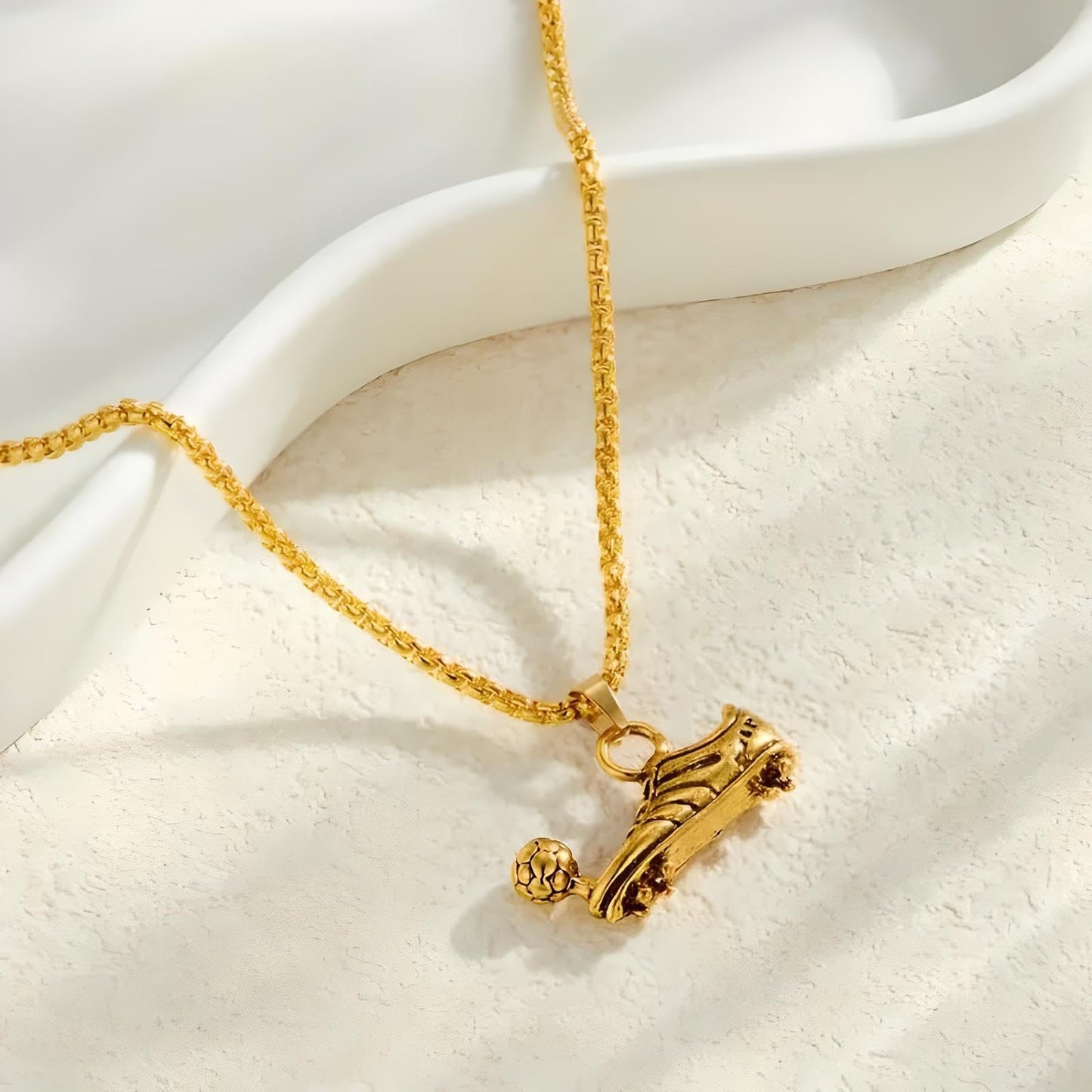 Soccer Cleats and Ball Silver or Gold Necklace – Show Your Love for the Beautiful Game!", - Score Style Points On and Off the Field! Stainless Steel Soccer Fan Pendant - Hip-Hop Street Style Necklace, Durable & Fashion-Forward SUPAC