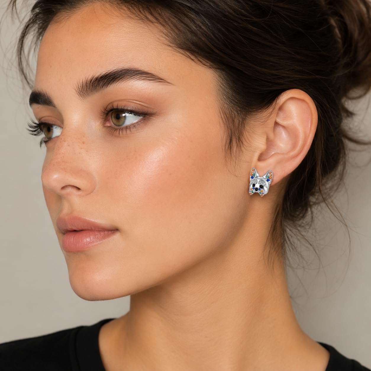 Dog Lovers' Earrings, Different Dog Breed Stud Earrings with Crystals, Rose Gold and Silver Tone - Party, Birthday, or Christmas Gift