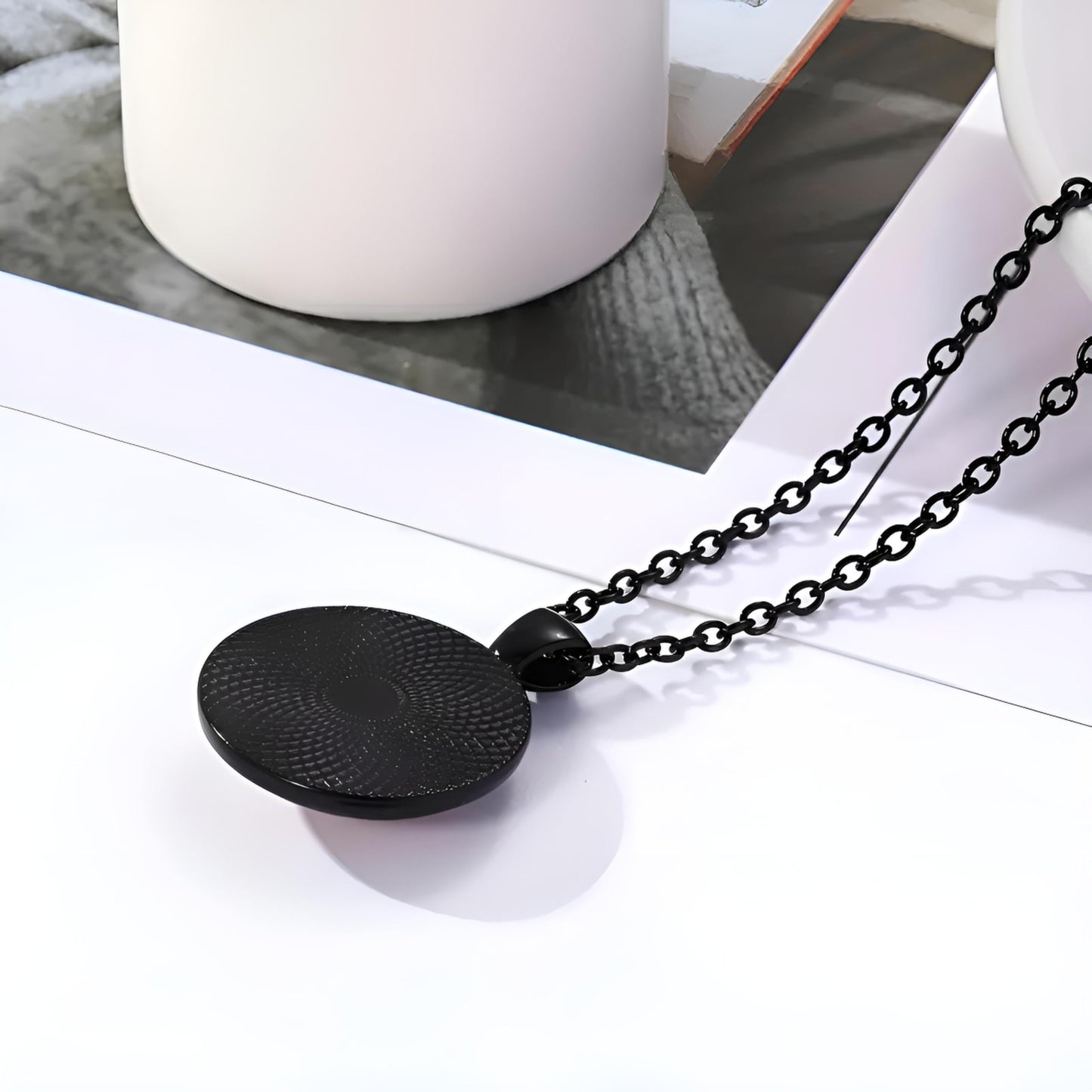 SUPAC Sports Pendant Necklace with Flaming Soccer Ball and Baseball Design, 21.65 inch Chain with 1.97 inch Extension, Black (Soccer)