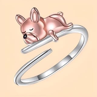 SUPAC German Shepherd, Yorkie, Pug Dog Paw Adjustable Ring, Sterling Silver, Paw Print Design with Crystal Accents - Christmas, Birthday, or Party Ring