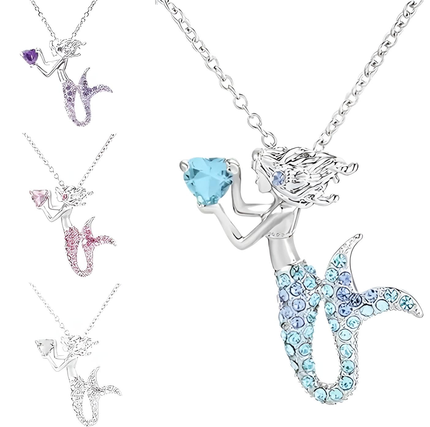 SUPAC Charming 1pc Mermaid Cartoon Necklace for Women – Whimsical Under-the-Sea Design, Christmas, Birthday, or Party Gift for Mermaid Lovers! (Blue, Pink, and Purple Colors!)