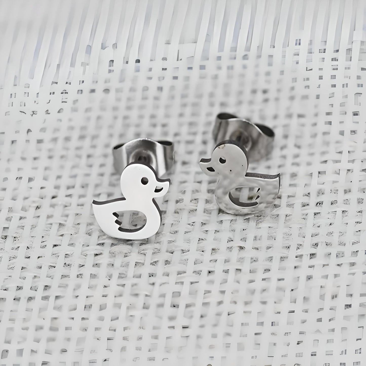 Cute Duck Stud Earrings, Gold Plated, Small Size - Gold, Silver, Black Options - Gift For Duck Lovers'