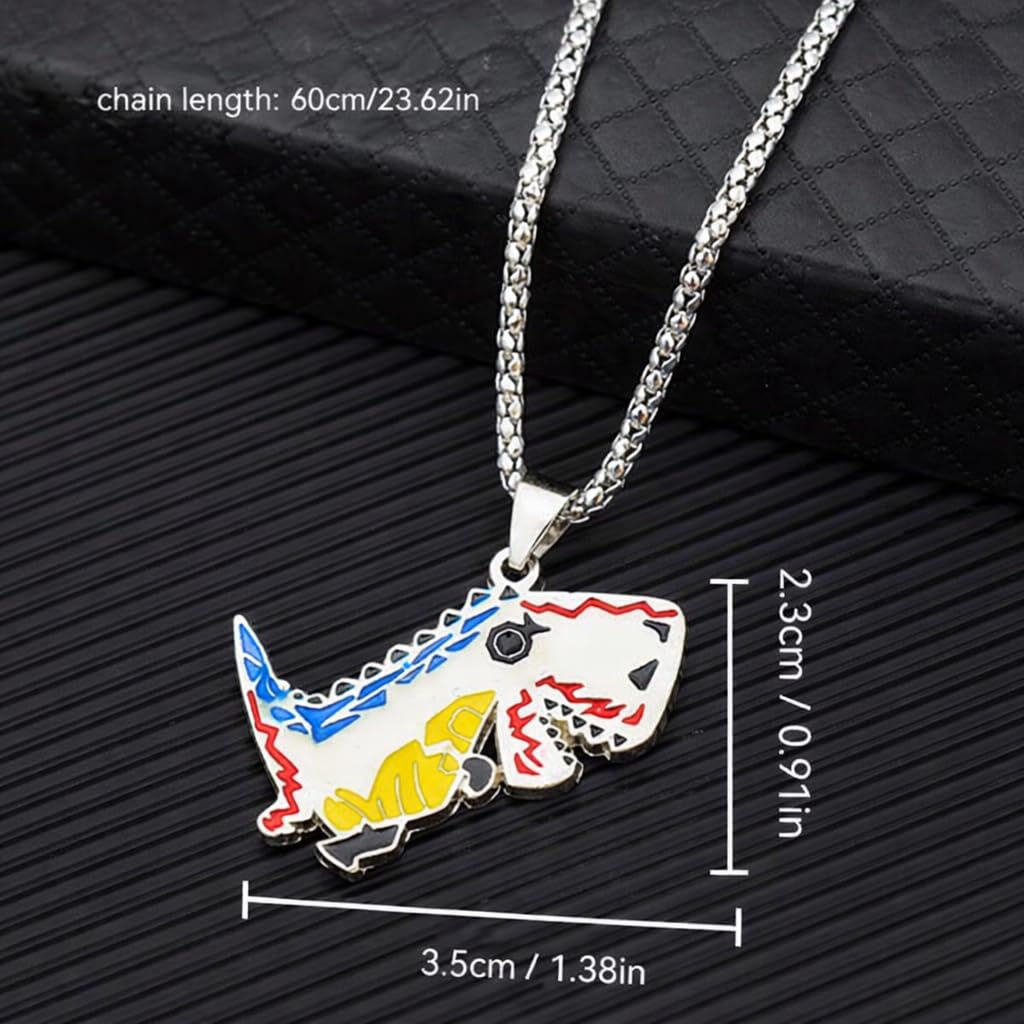 SUPAC Stainless Steel Plated T-Rex Dinosaur Pendant Necklace for Men or Women - Christmas or Birthday Gift
